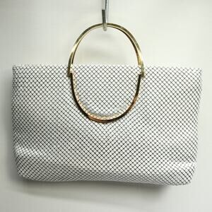Vintage Bags By Marlo Handbag Evening Purse Off-White Metal Mesh Chain Handle